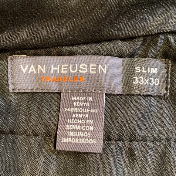 Van Heusen SZ 33 x 30 Traveler Slim Fit Flat Front Dress Pants New Charcoal D34 - Picture 11 of 15
